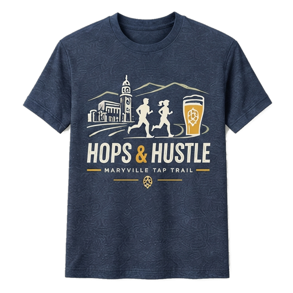 Hops & Hustle Maryville Tap Trail navy t-shirt